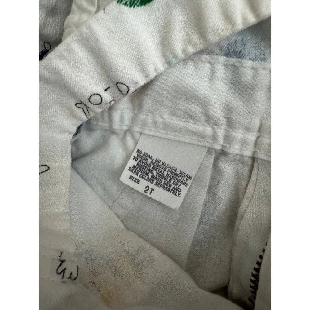 Vintage‎ OshKosh B'Gosh Vestbak Overalls Funny Fingerprint All Over Print Sz 2T
